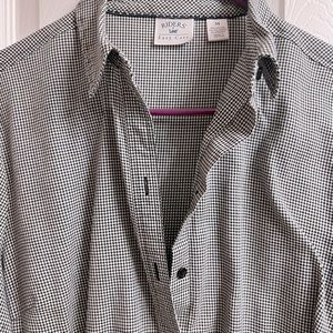 Long Sleeve Polo Shirt, Size M, checkered black & white color, cotton, polyester